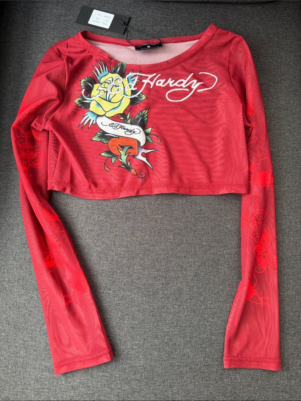 Ed Hardy Red 2 Piece Swim Cover Up Crop Top Maxi Skirt Set Y2K M NWT - Picture 6 of 13